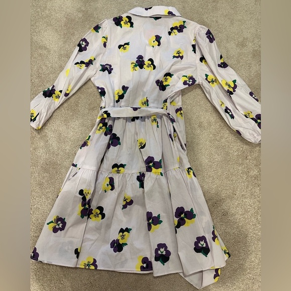 ♠️Kate Spade Pansy Toss Floral Printed Tie Waist Shirtdress NWT Large - Picture 5 of 5